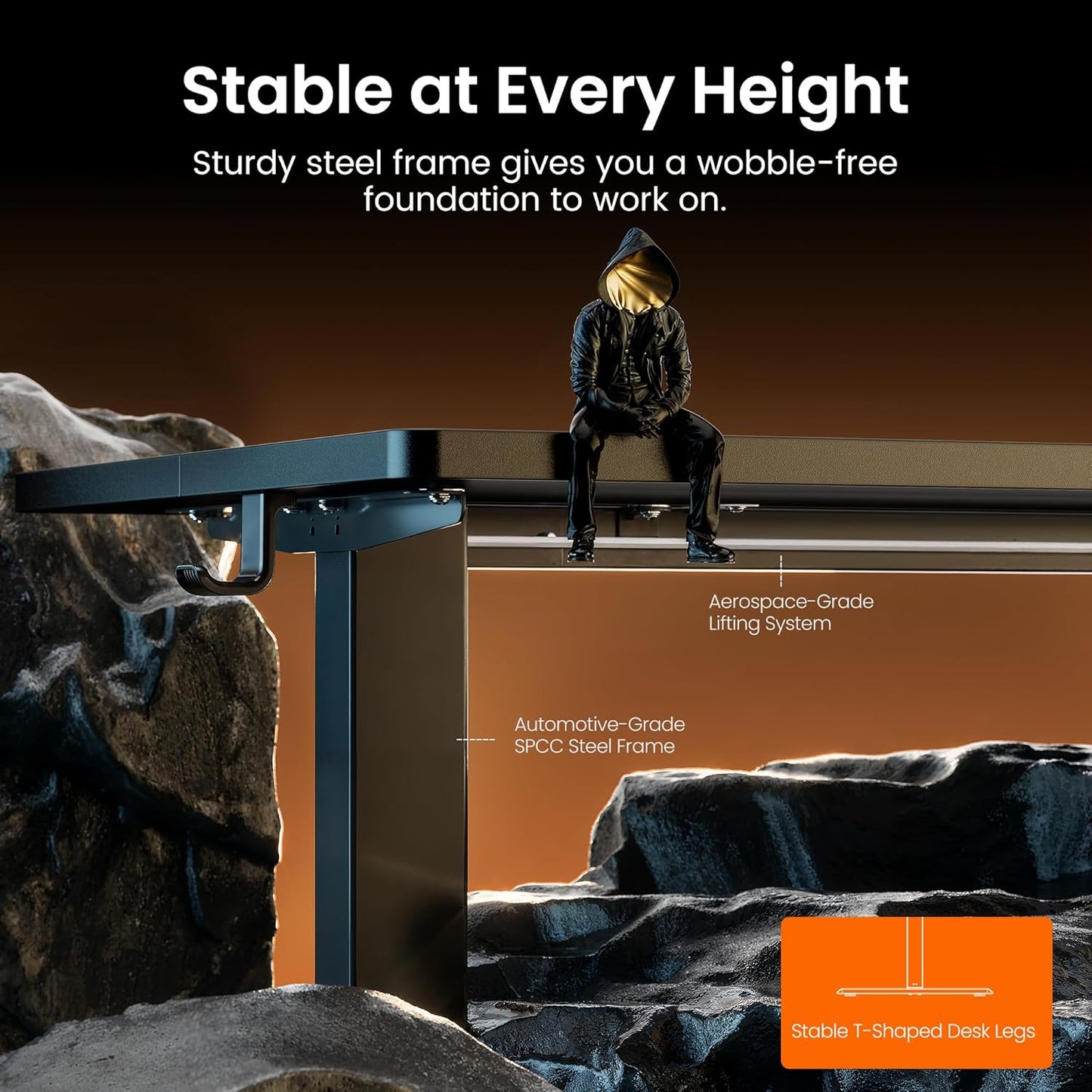 (New Open Box) ErGear Electric Standing Desk, 40"x24" Height Adjustable Sit Stand up Desk, 4 Memory Computer Home Office Desk Standing Table with Splice Board (Black)
