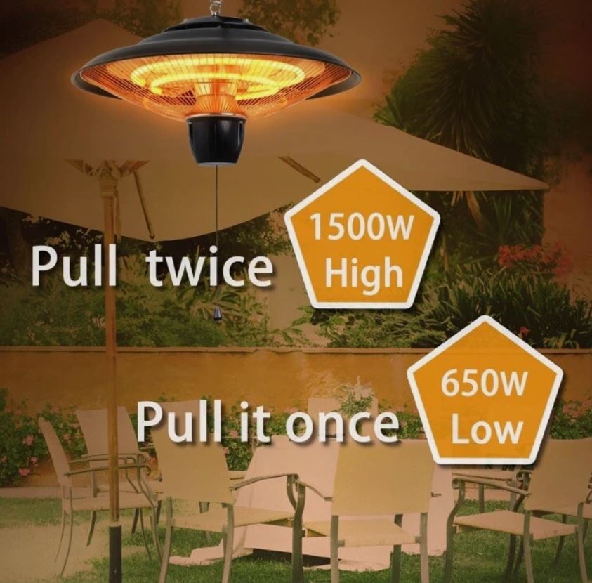 (New Open Box) 1500W Electric Patio Heater | Ceiling Mounted • Indoor/Outdoor • Infrared