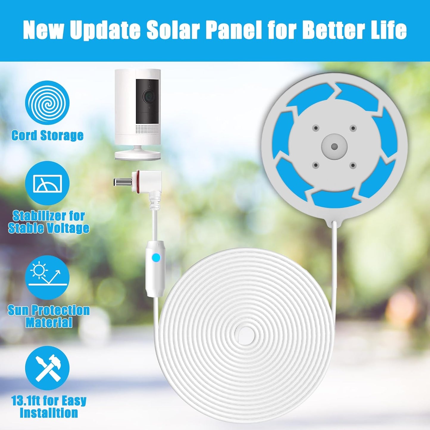 (Brand New) 6W Solar Panel for Ring Spotlight Cam / Stick Up Cam – Fast Charge & Weatherproof