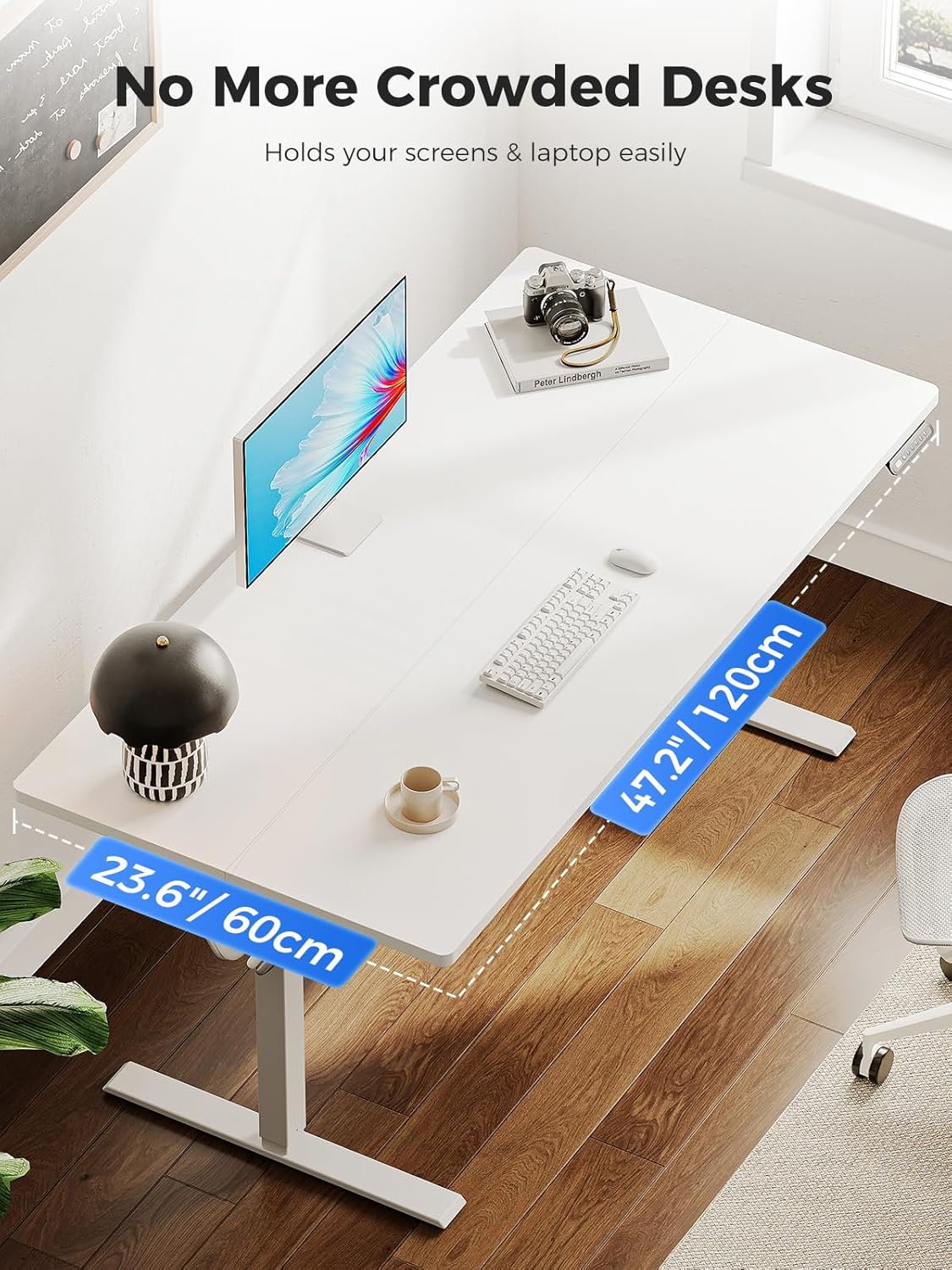 (New Open Box) OffiGo Electric Standing Desk, 48 Inch Height Adjustable Sit Stand Table, Ergonomic Computer Desk with 3 Preset Memory Height for Home, Office, Workstation, Black