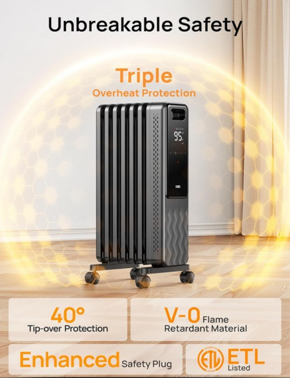 (New Open Box) Dreo Oil Filled Radiator, Electric Heater