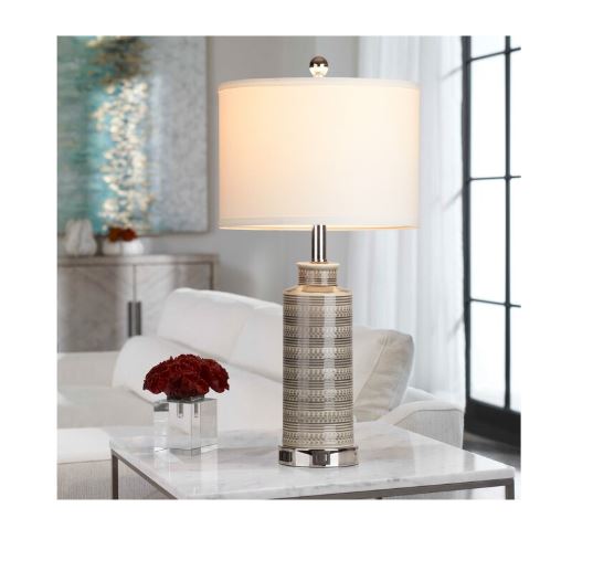 (Brand New) 24-in Grey Table Lamp Set of 2 | Linen Shade • Modern Style | TD-247