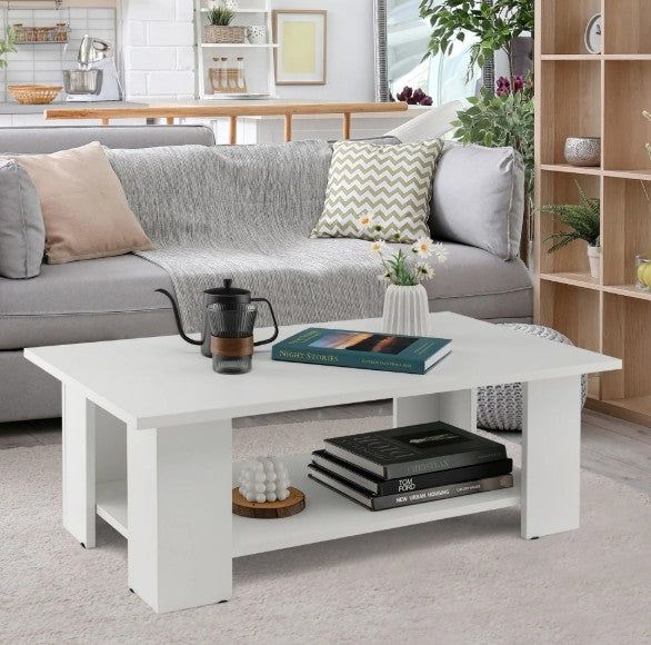 (New Open Box) Coffee Table 2-Tier Modern Center Cocktail Table W/Storage Shelf for Living Room