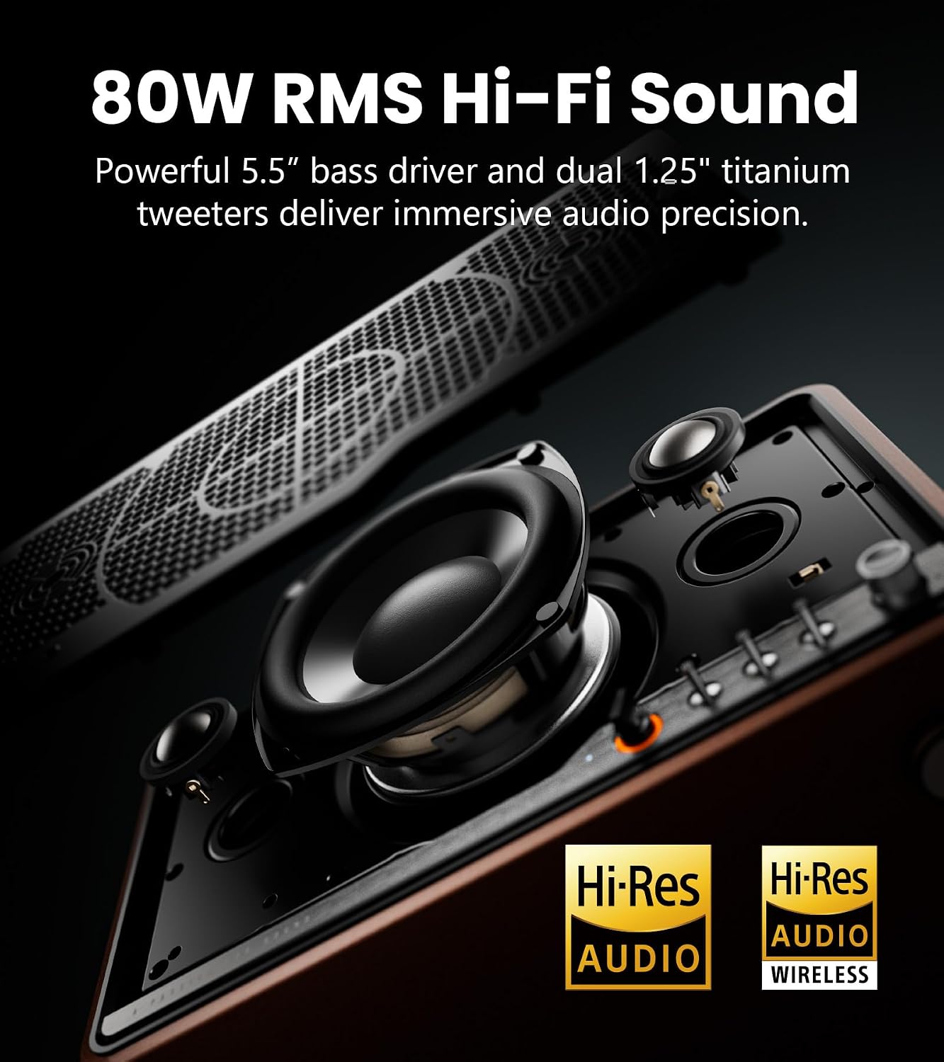 (New Open Box) Edifier S300 Hi-Fi Tabletop Speaker – 80W | LDAC, AirPlay 2 & Bluetooth 5.4