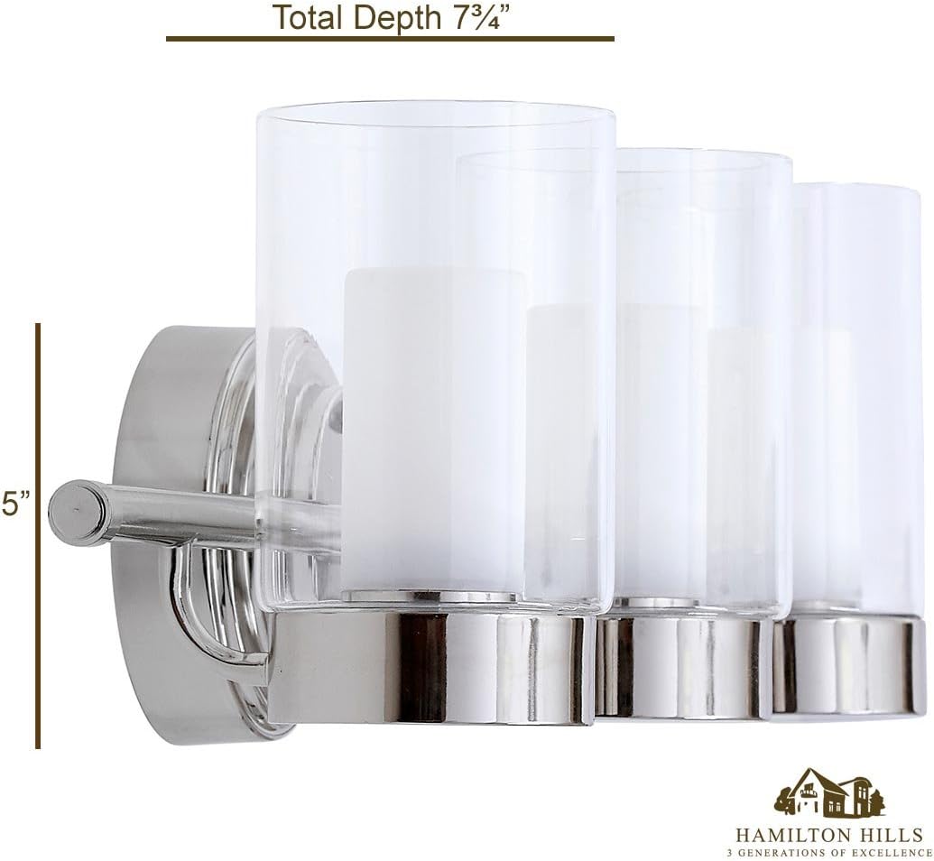 (New Open Box)  Hamilton Hills Polished Nickel Triple Light Fixture | HB -57