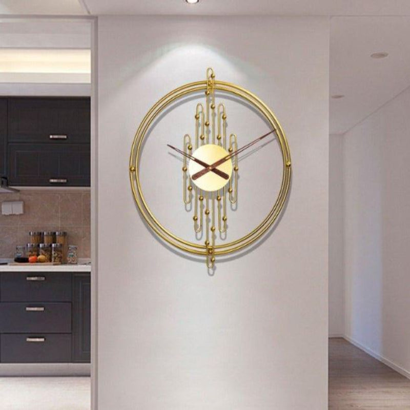 (New Open Box) Handmade Large Golden Round Wall Clock