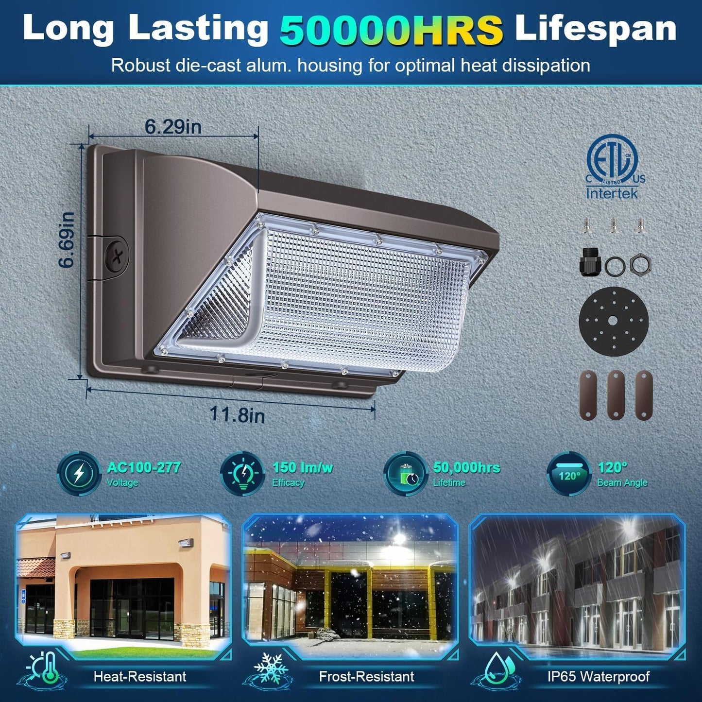 (New Open Box) ledmo LED 120W Wall Pack Light with Photocell, Dusk to Dawn Outdoor Commercial Security Light-4Pack