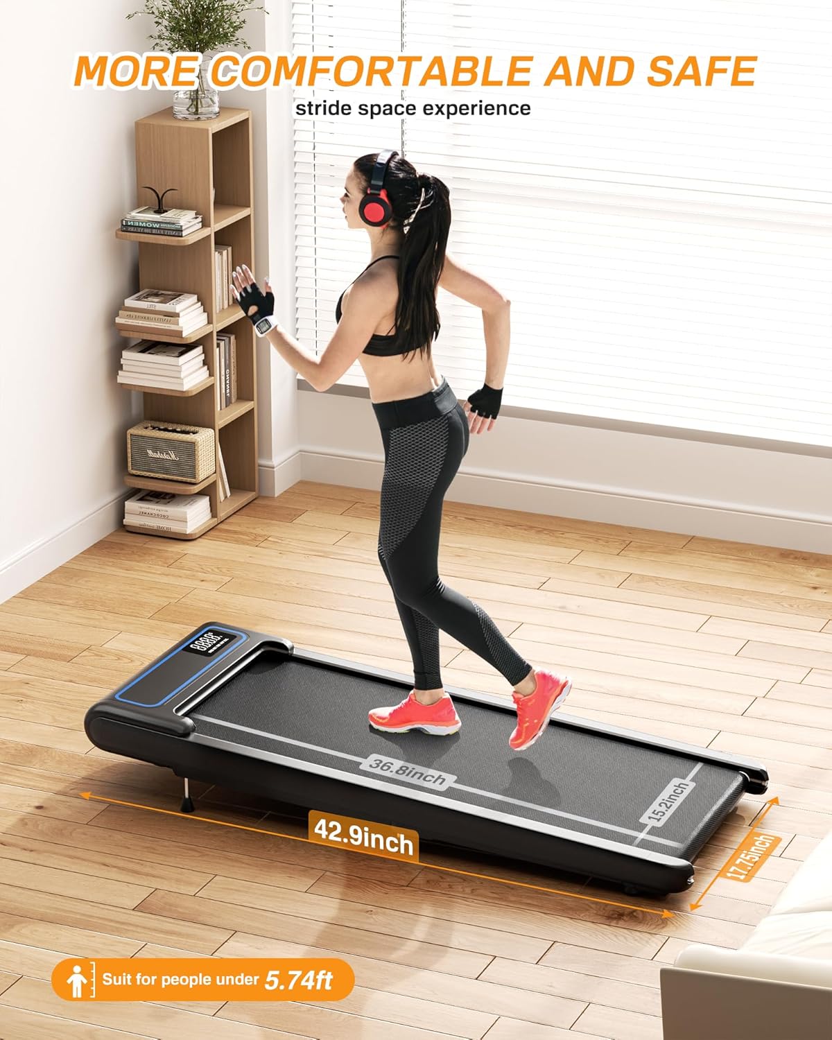 (New Open Box) Wellfit 10% Incline Under Desk Walking Pad, 2.5HP Low Noise Treadmill for Home Office Apartment, 3 in 1 Lightweight Running Machine for Small Space, Works with Apps & Mute Remote Control, No Installation