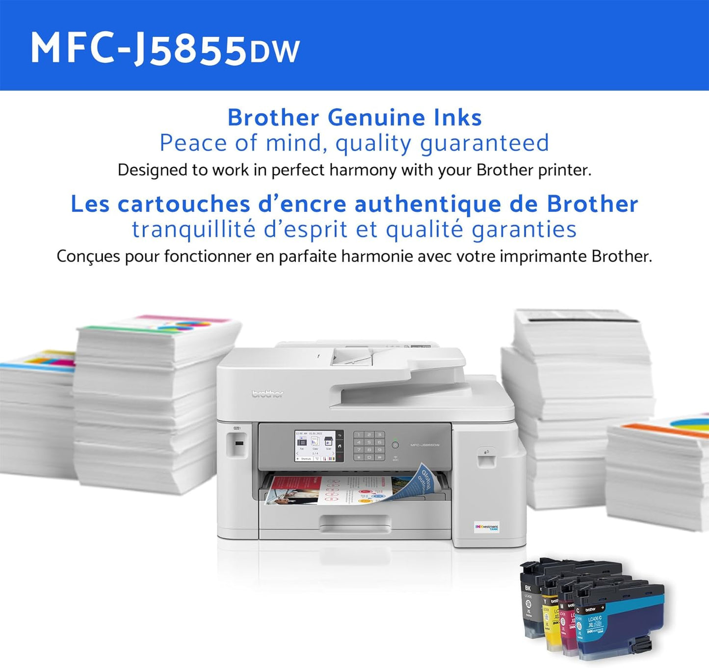 (New Open Box) Brother MFC-J5855DW Wireless A3 Color Inkjet Printer – All-in-One | Refillable Ink