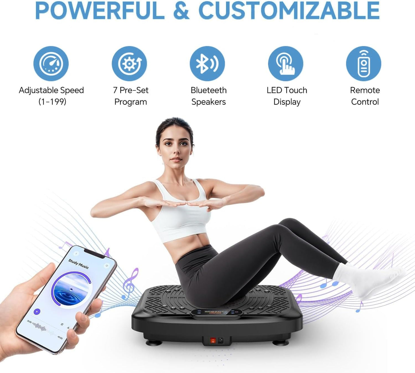 (Excellent) Taevno Vibration Plate Exercise Machine,Vibration Plate Machine 199 Adjustable Speed