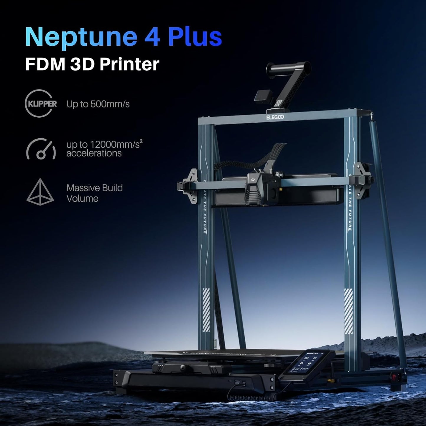 (New Open Box) ELEGOO Neptune 4 Plus 3D Printer, 500mm/s High-Speed Fast FDM Printer