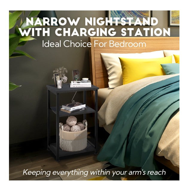 (New Open Box) LOAKEKEL End Table Set of 2 | Black Side Tables for Living Room & Bedroom | HET033BK