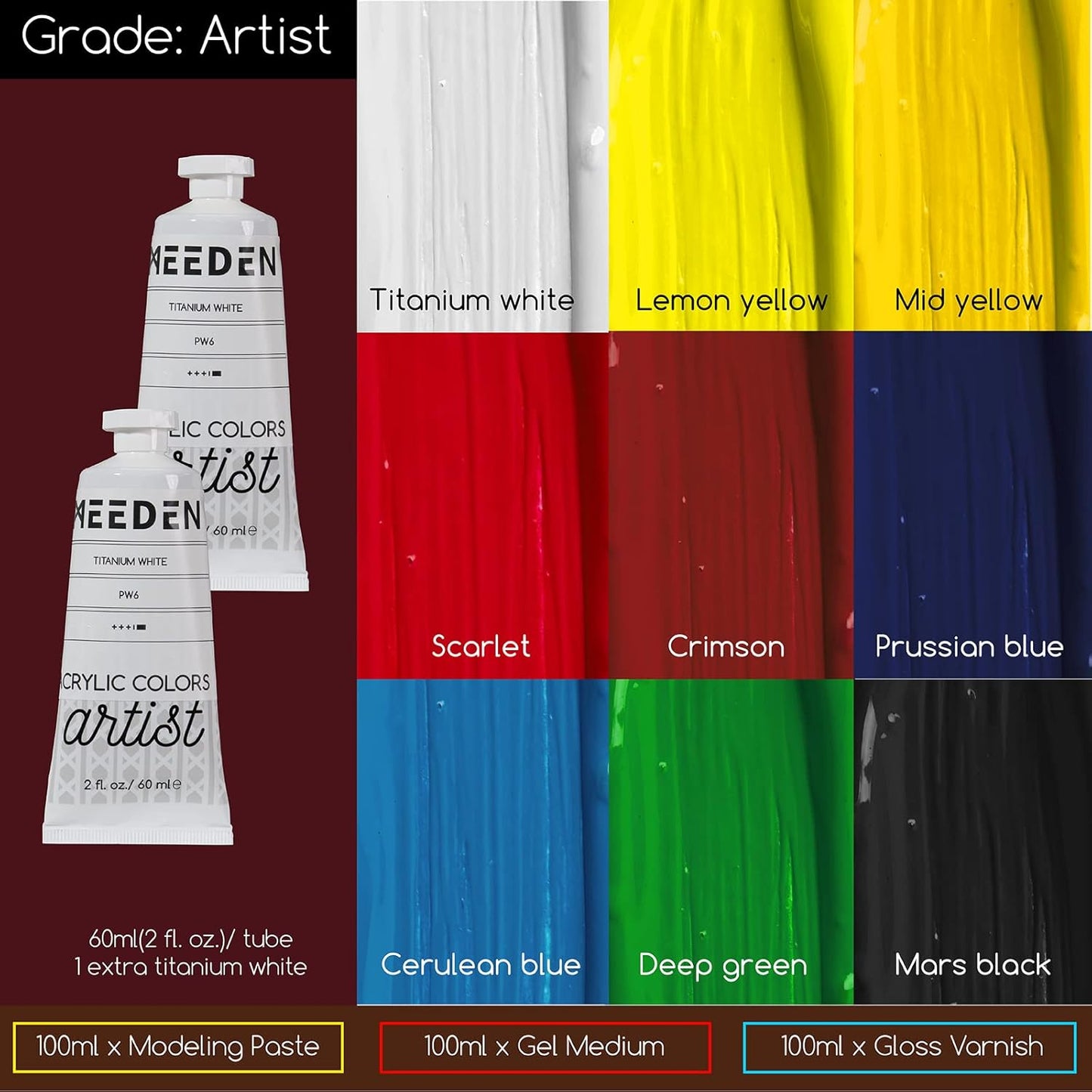 (New Open Box) MEEDEN Professional Art Set + French Easel! Complete Acrylic Painting Kit