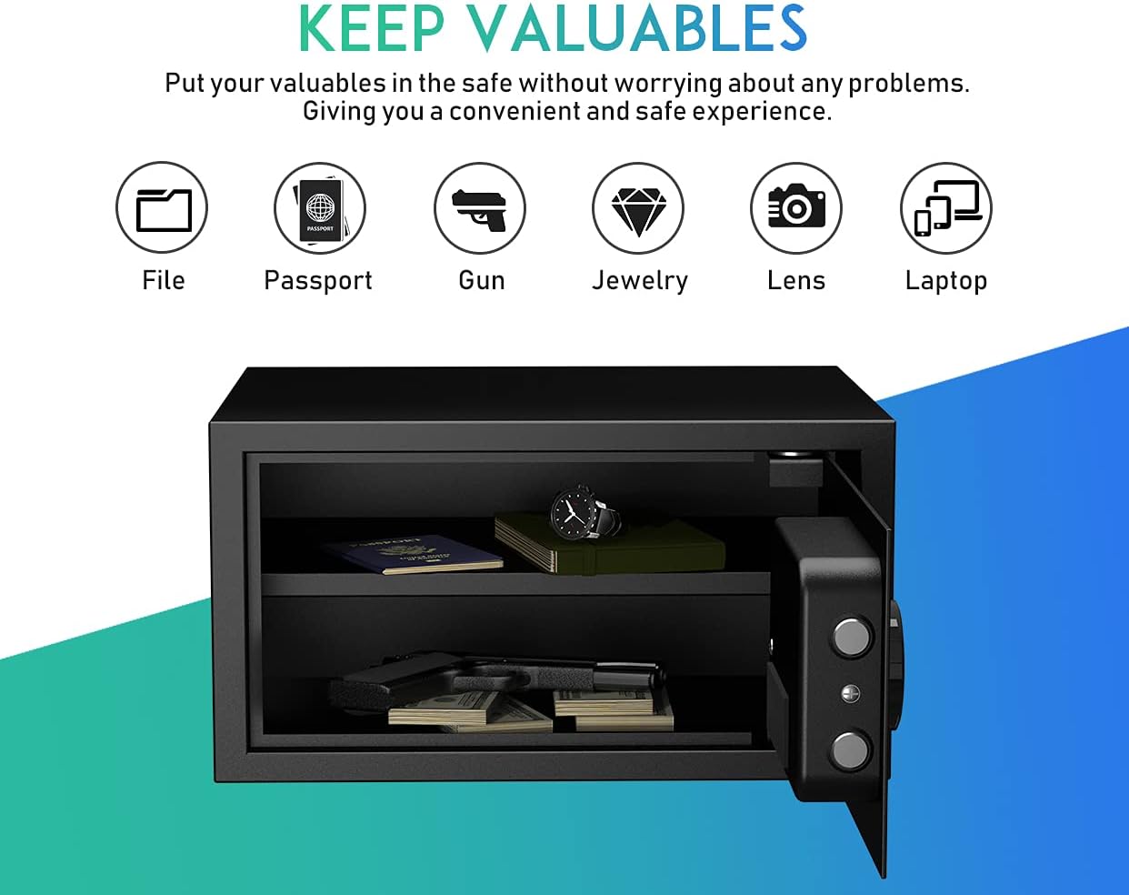 (Excellent) RPNB  1.0 Cubic Feet Deluxe Safe and Lock Box,Digital Keypad Safe Box, (RP23ESA)