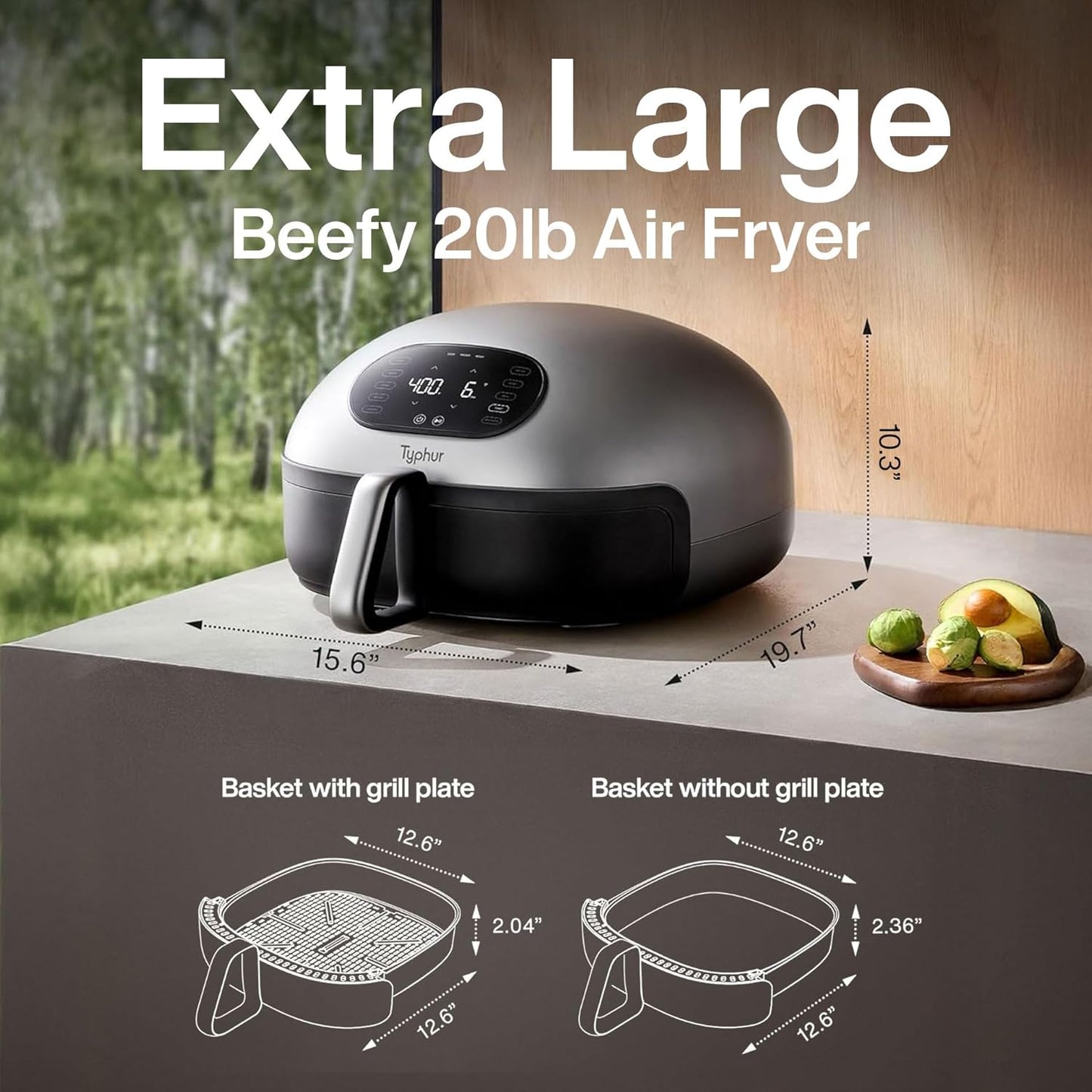 (New Open Box) Typhur Dome 2 Air Fryer, Extra Large with Superior Airflow, Self-cleaning Smart Digital Fryer