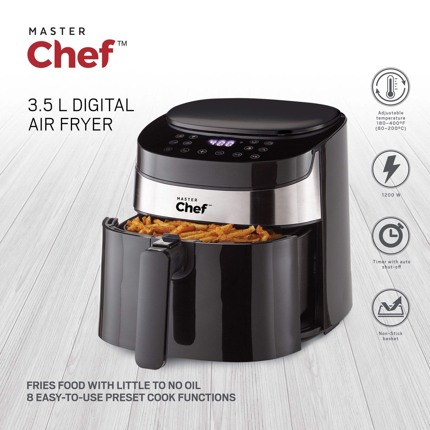 (New sealed) MASTER Chef Non-Stick Electric Air Fryer with Digital Display, 4-qt