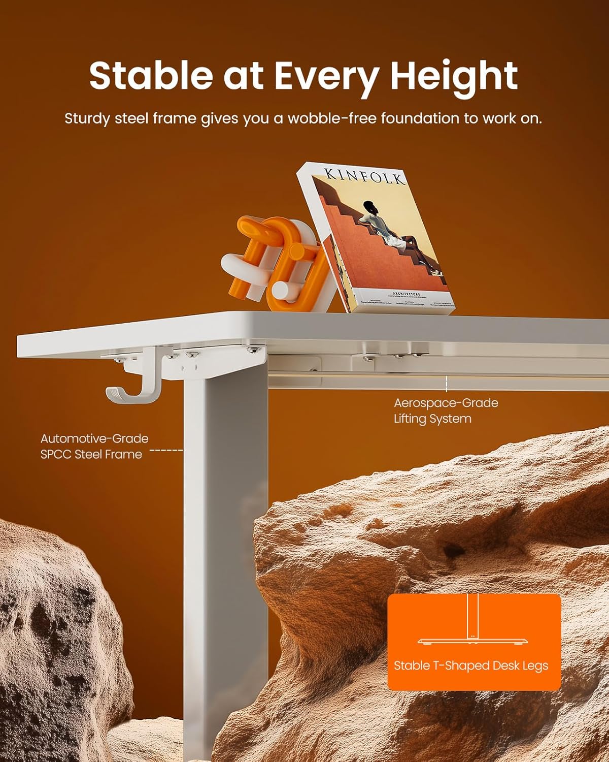 (New Open Box) ErGear Electric Standing Desk, 40"x24" Height Adjustable Sit Stand up Desk, 4 Memory Computer Home Office Desk Standing Table with Splice Board (White)