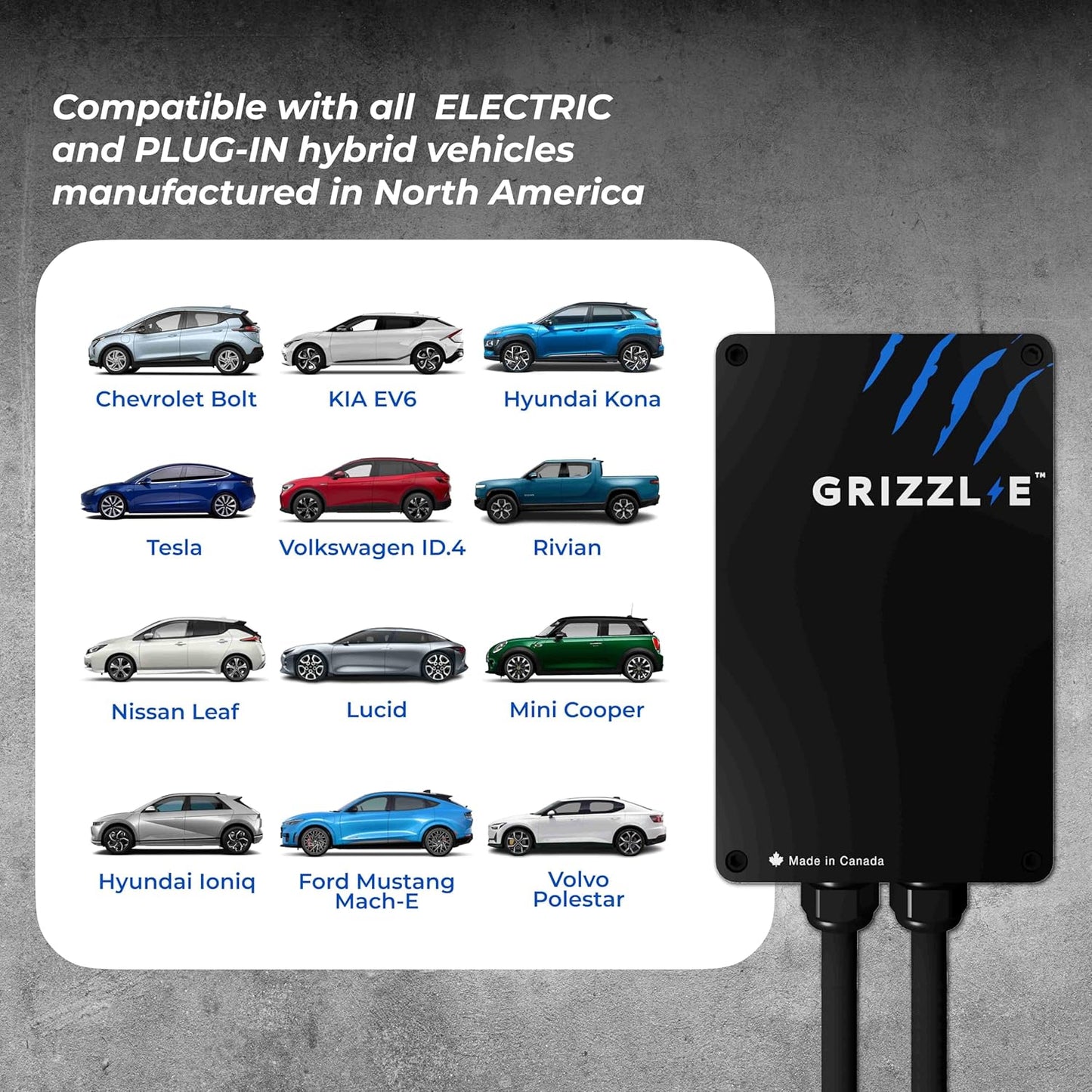 (Excellent) Grizzl-E Classic, Level 2 240V / 40A Electric Vehicle (EV) Charger, UL & Energy Star, Metal Case Enclosure, Indoor/Outdoor Electric Car Fast Wall Charging Station, NEMA 14-50 Plug, Classic Black