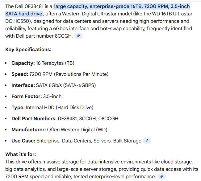 (Brand New) Dell Western Digital Ultrastar DC HC550 3.5 inch Hard Drive 16TB 7.2K SATA 6G
