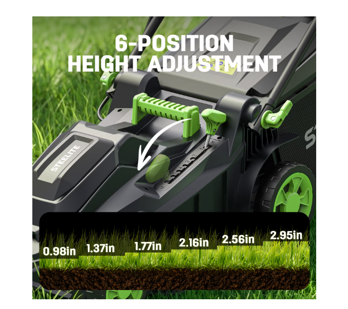 (Good) Steelite 17-Inch Cordless Lawn Mower, 2x21V Electric Lawn Mowers with Brushless Motor for Garden,2*4.0Ah Battery & Charger Included