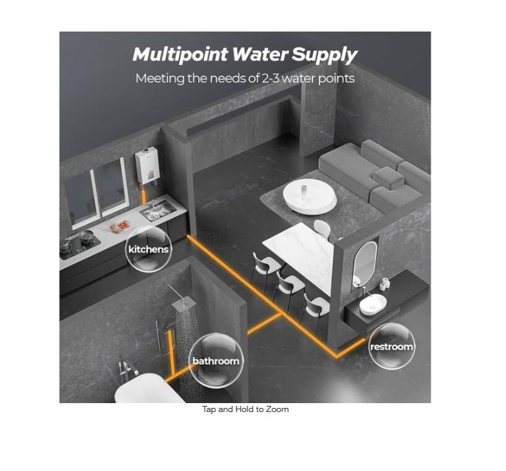 (New Open Box) InstaGas Classic CS120 5.1 GPM 120,000 BTU Residential Natural Gas Tankless Water Heater, Indoor White