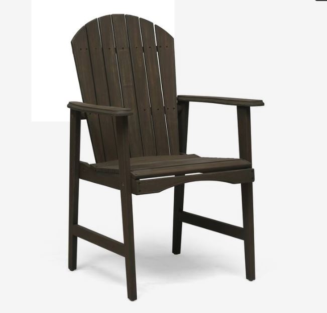 (New Open Box) Pima Outdoor Dining Chair Set of 2, Adirondack Taupe Gray Acacia Wood