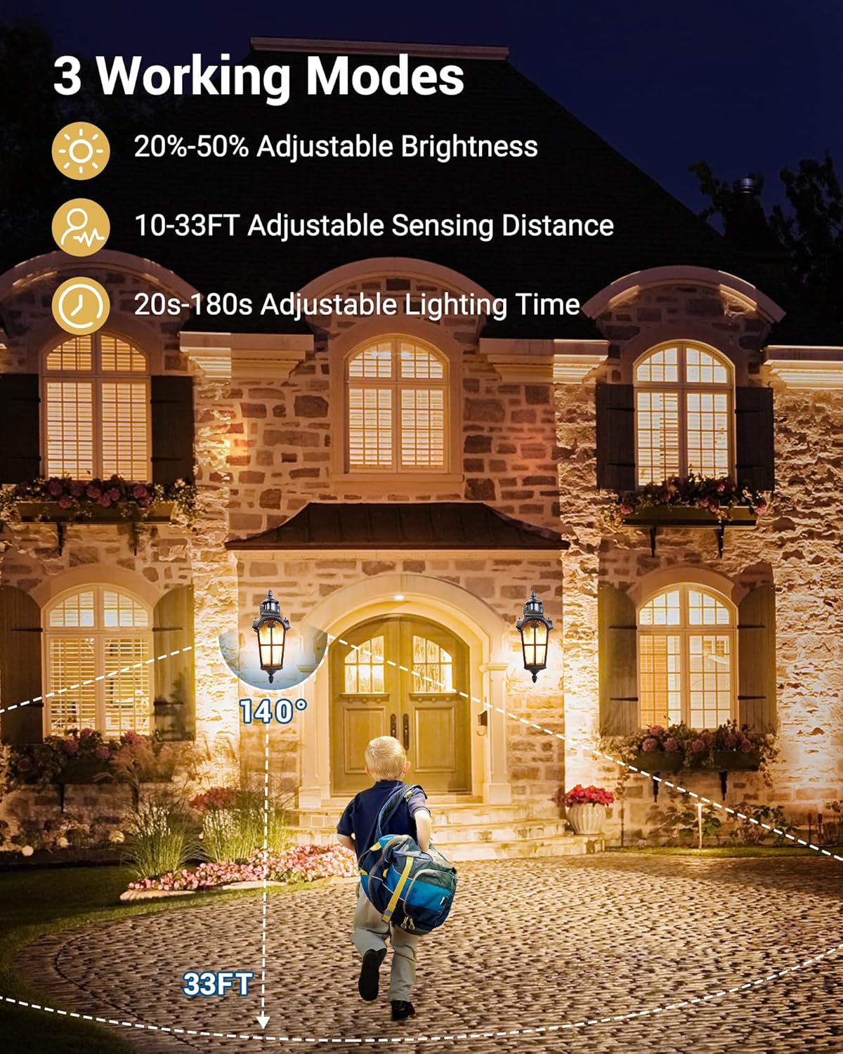 (New Open Box)  DEWENWILS Motion Sensor Outdoor Wall Lights | 2-Pack Dusk to Dawn Lantern Fixtures | HB-069
