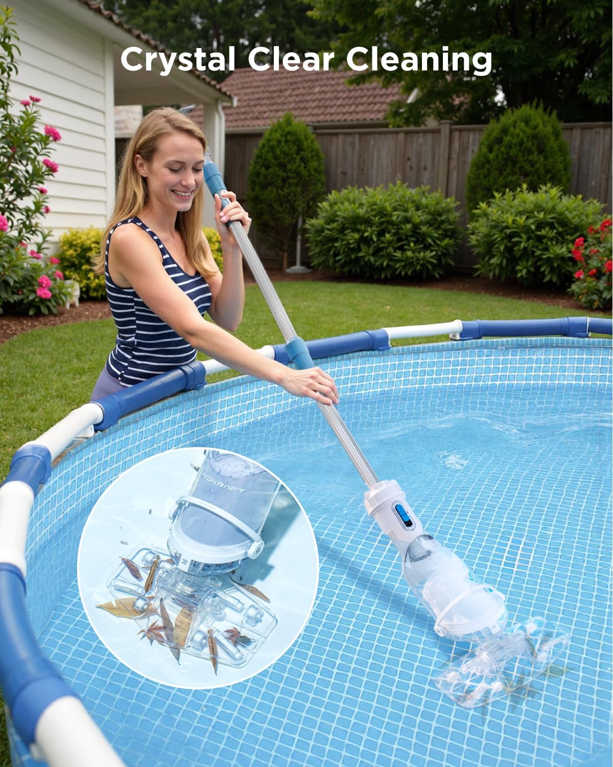 (New Open Box) InoKraft Cordless Pool Vacuum Cleaner, Rechargeable, Handheld Pool Vacuum for Above Ground