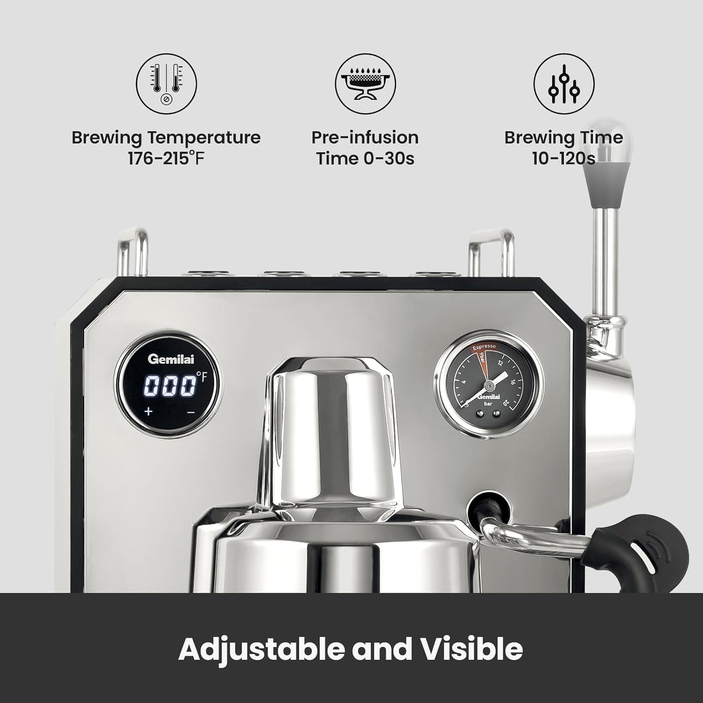 (New Open Box) Gemilai Owl Espresso Machine G3006 – 15 Bar | Semi-Automatic with Milk Frother