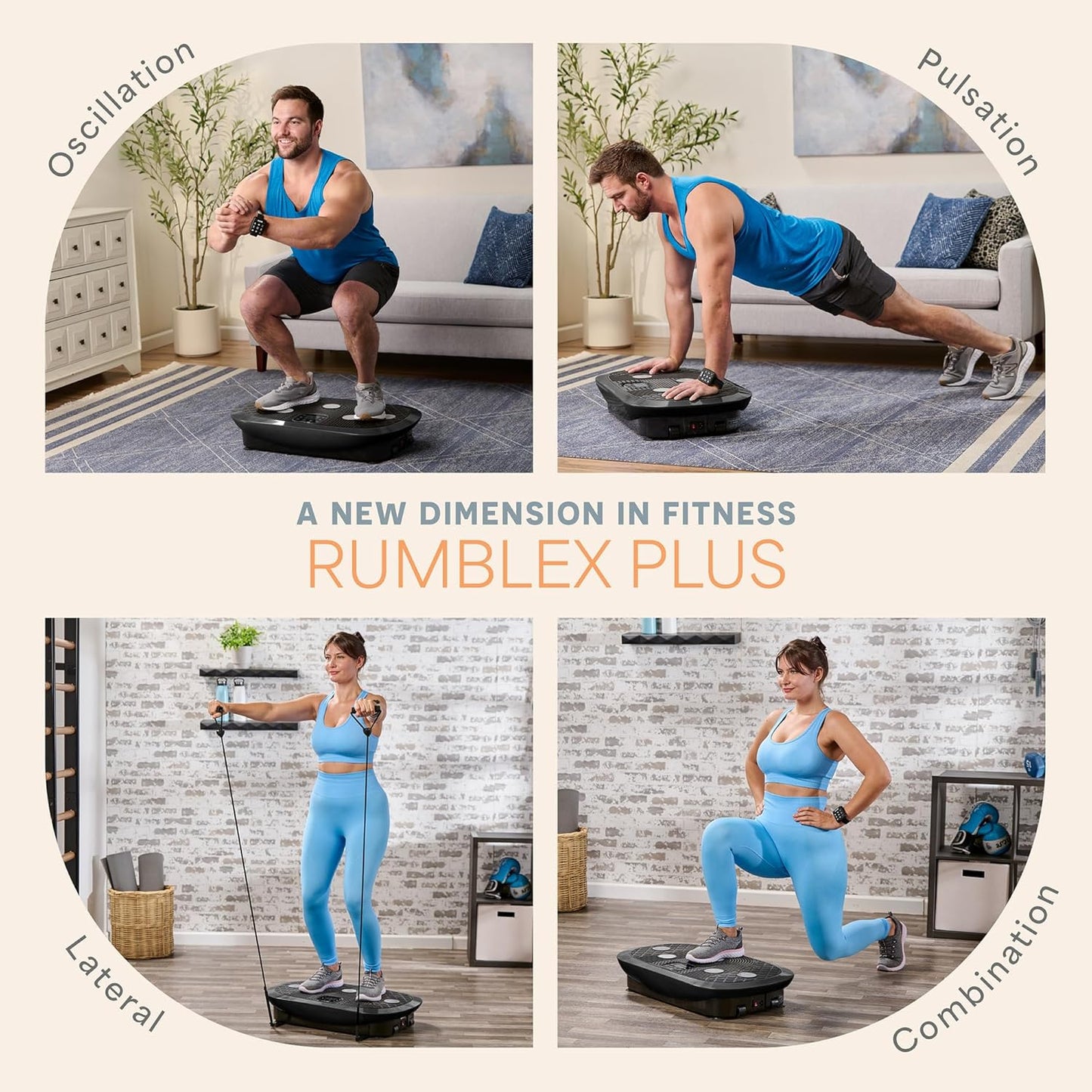 (Excellent) Lifepro Rumblex Plus 4D Vibration Plate Exercise Machine with Triple Motor Oscillation, Linear & Pulsation -Rhythm Vibrating Plate with Handles for Whole-Body Workout Equipment at Home