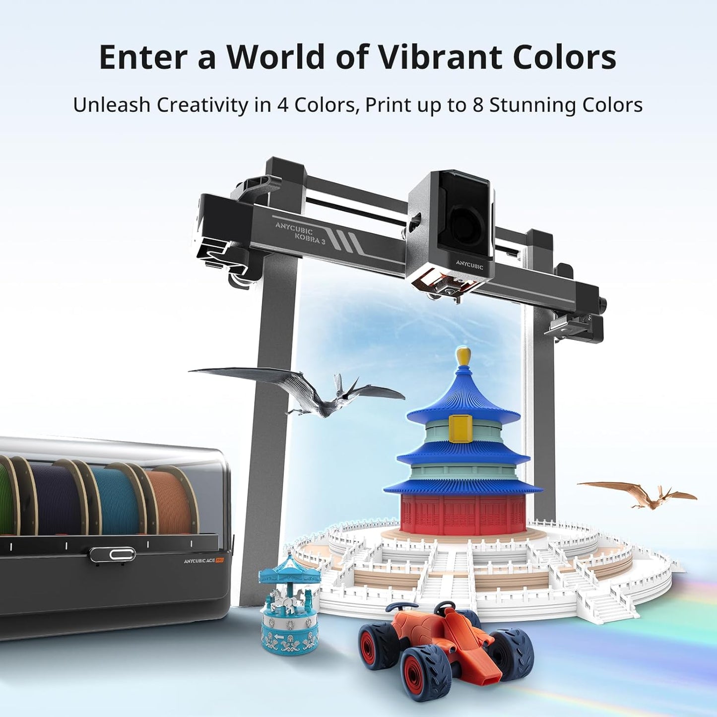 ANYCUBIC 3D Printer Kobra 3 Combo, Smart Multicolor Printing with Filament Drying Function