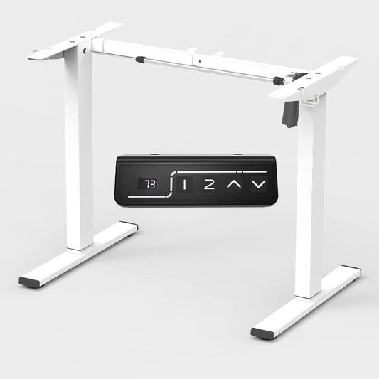(New Open Box) ERGOMAKER Height Adjustable Standing Desk Frame, Electric Sit Stand (White Frame, Without Desktop)
