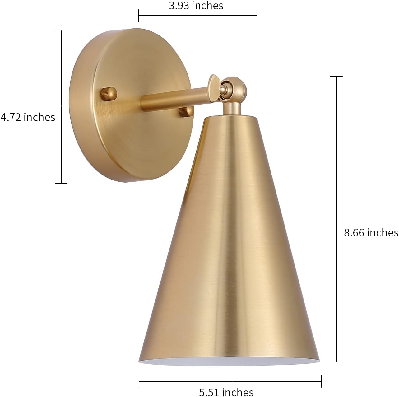 (New Open Box) MWZ Gold Wall Sconces Set of Two,Wireless Indoor Led Lighting with Remote Control, Modern Dimmable 2 Color Temperatures Adjustable Angle Wall