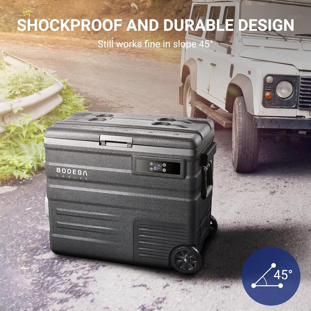 (New Open Box)  BODEGACOOLER Portable Car Refrigerator (U65) – 68 Quart / 65L | 12V Freezer with APP Control