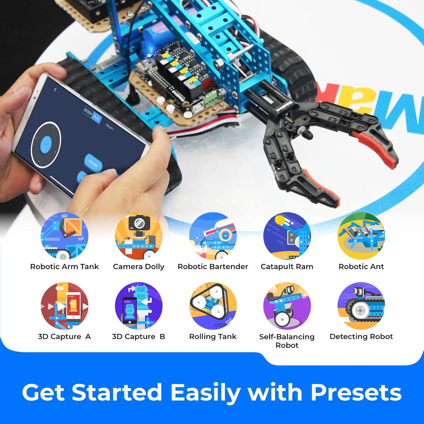 (New Open Box) Makeblock mBot Ultimate 10 in 1 Robotics Kit, Robot Building Kit App Remote Control Robot Toys