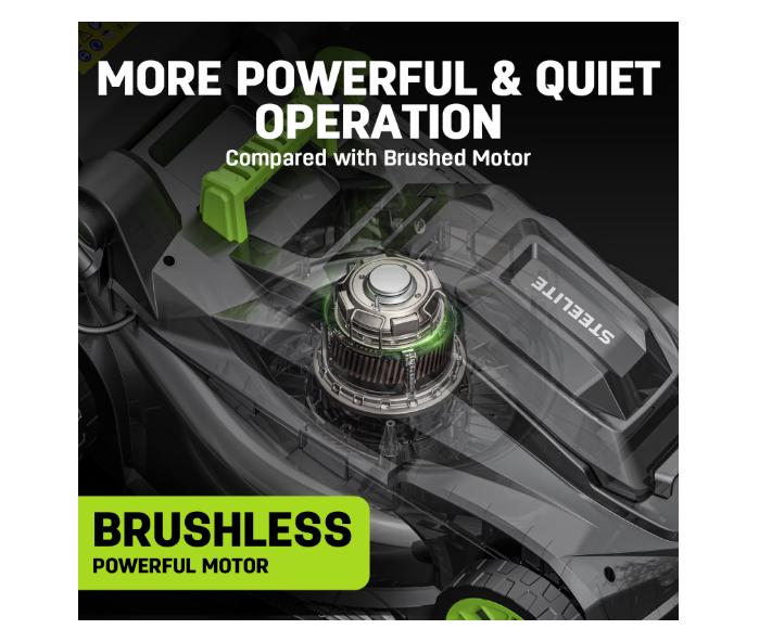 (Good) Steelite 17-Inch Cordless Lawn Mower, 2x21V Electric Lawn Mowers with Brushless Motor for Garden,2*4.0Ah Battery & Charger Included