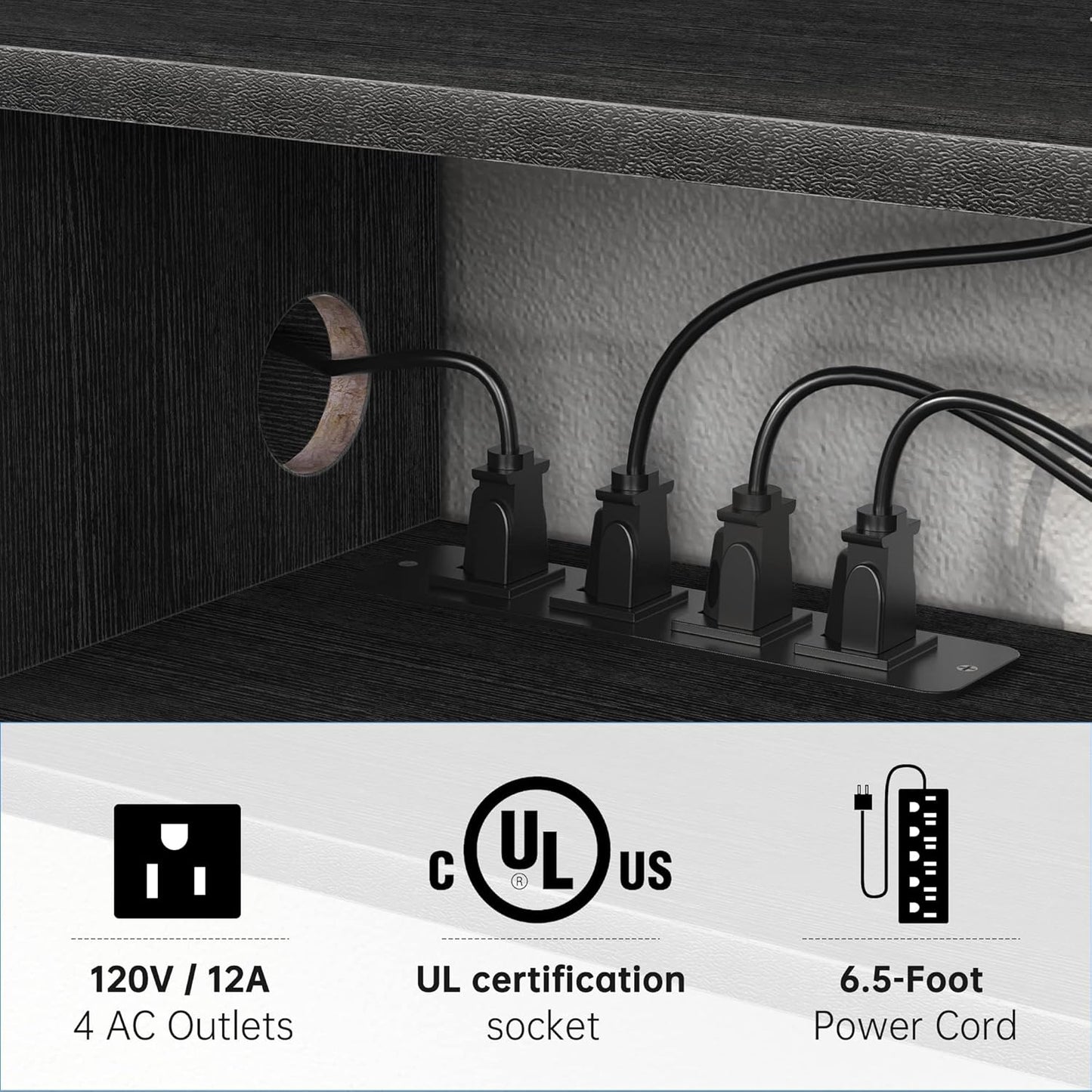 (New Open Box) FABATO 71" Floating TV Stand with Power Outlet Wall Mounted Media Console Cabinet Shelf Under TV for Cable Box Audio Video Black