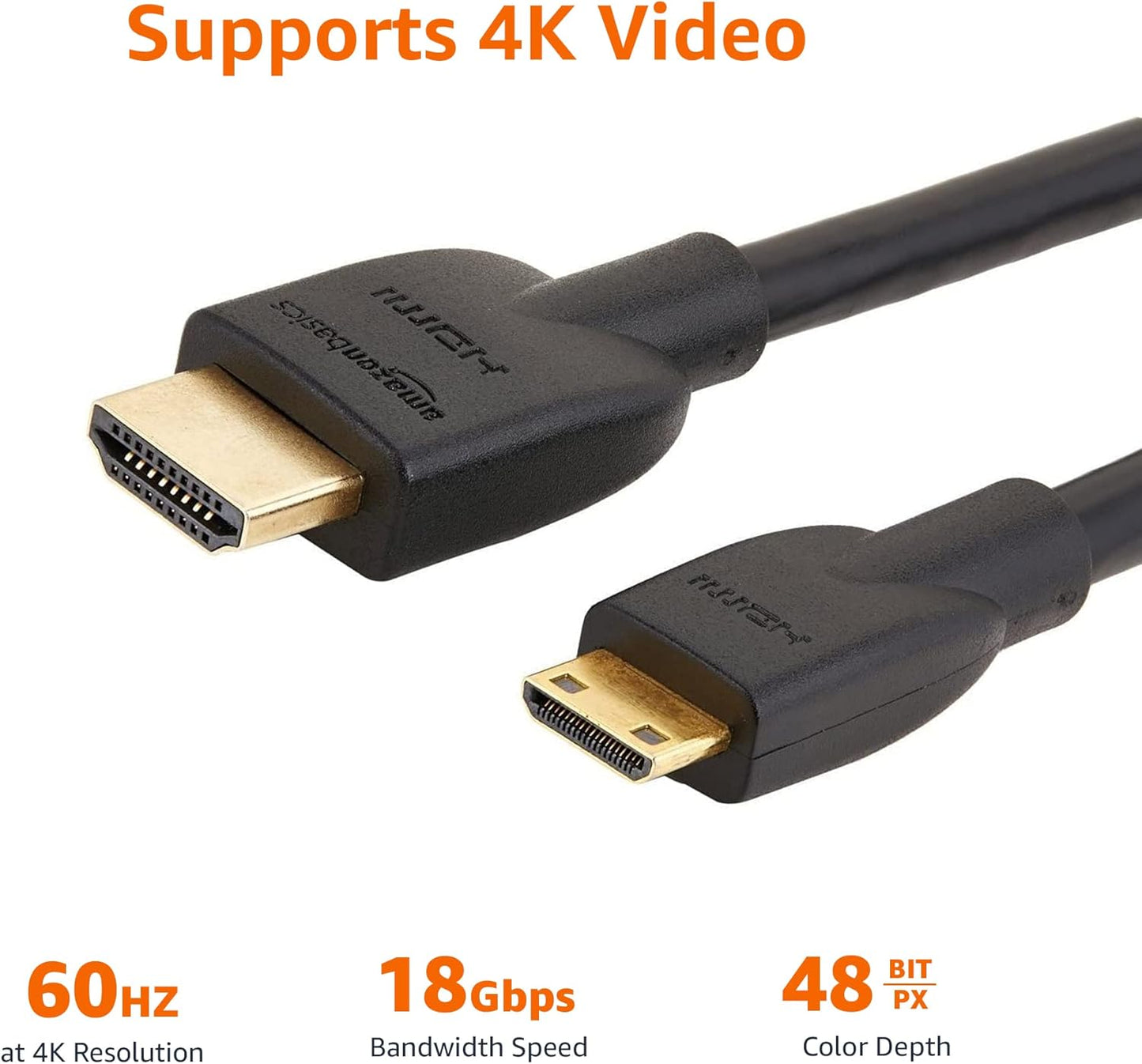 (New) Amazon Basics High Speed Mini HDMI (Source) to HDMI (Display) Cable, 10FT, Black