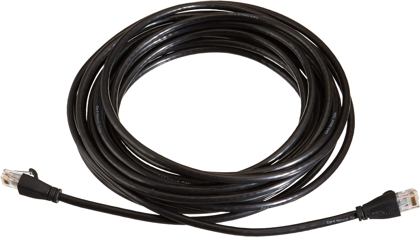 (New No Box) Amazon Basics RJ45 Cat-6 Ethernet Network Cable for Fast Gaming, 1Gbps Transfer Speed, Durable Gold-Plated Connectors, 25 Foot (7.6 Meters), Black