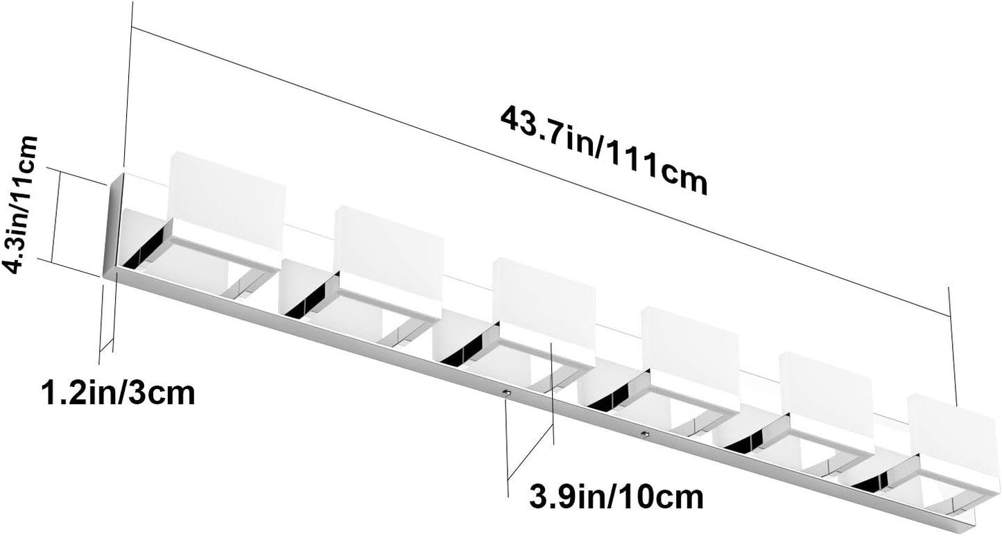 (New Open Box)  Tipace 6-Light LED Bathroom Vanity Light | Chrome Stainless Steel • 6000K White