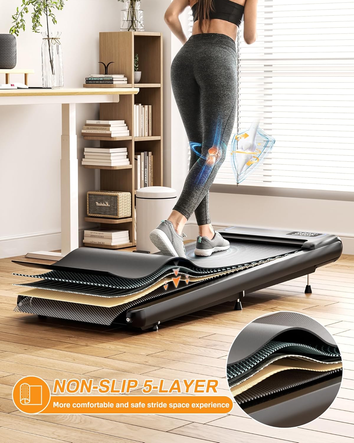(New Open Box) Wellfit 10% Incline Under Desk Walking Pad, 2.5HP Low Noise Treadmill for Home Office Apartment, 3 in 1 Lightweight Running Machine for Small Space, Works with Apps & Mute Remote Control, No Installation
