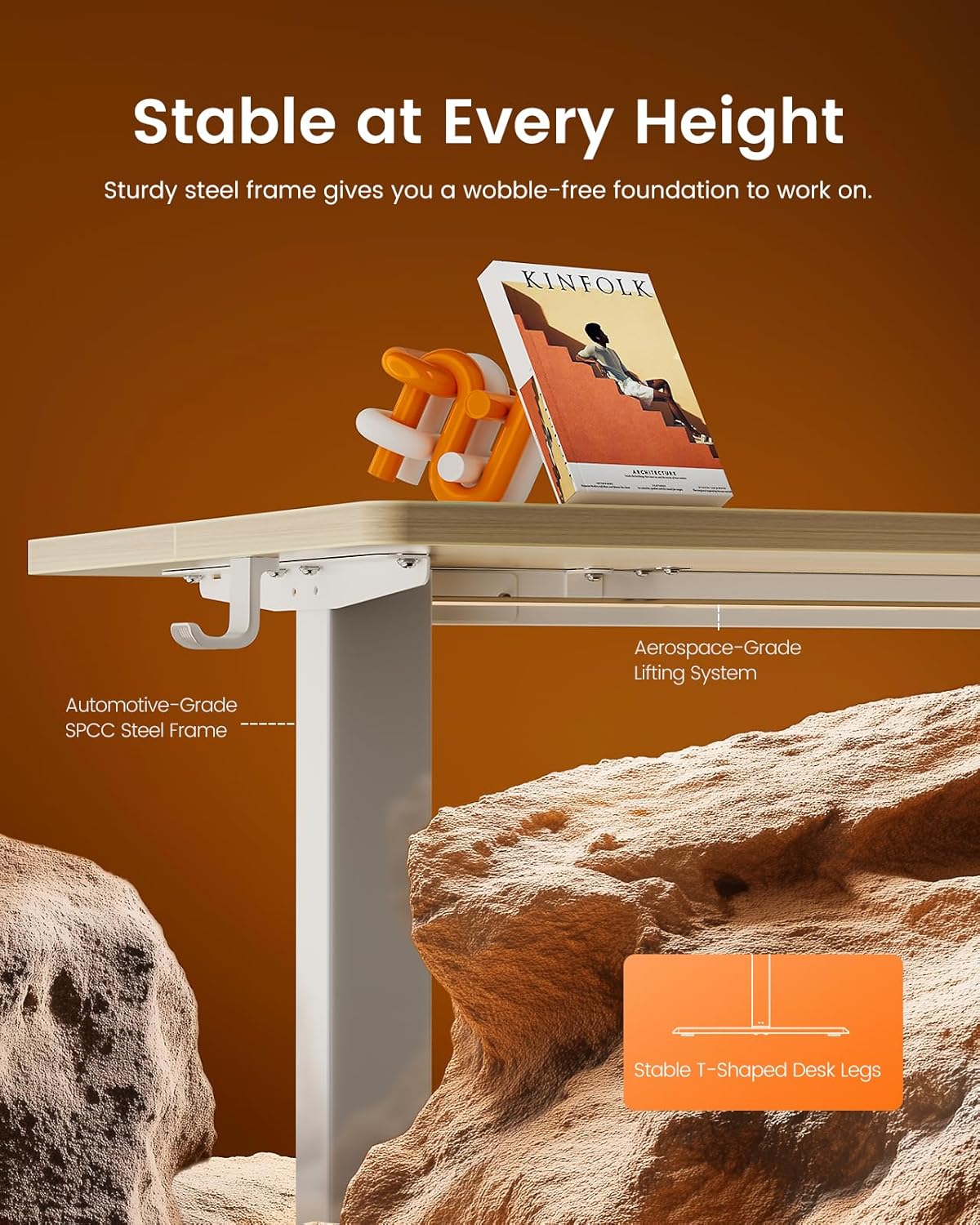 (New Open Box) ErGear Height Adjustable Electric Standing Desk, 40 x 24 Inches Sit Stand up Desk, Memory Computer Home Office Desk, Natural