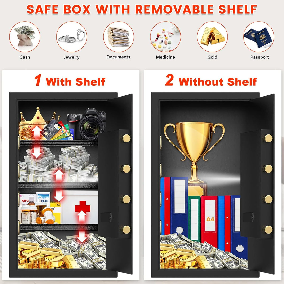 (New Open Box) 4.5 cu ft Safe Box Fireproof Waterproof with A4 Firepro ...