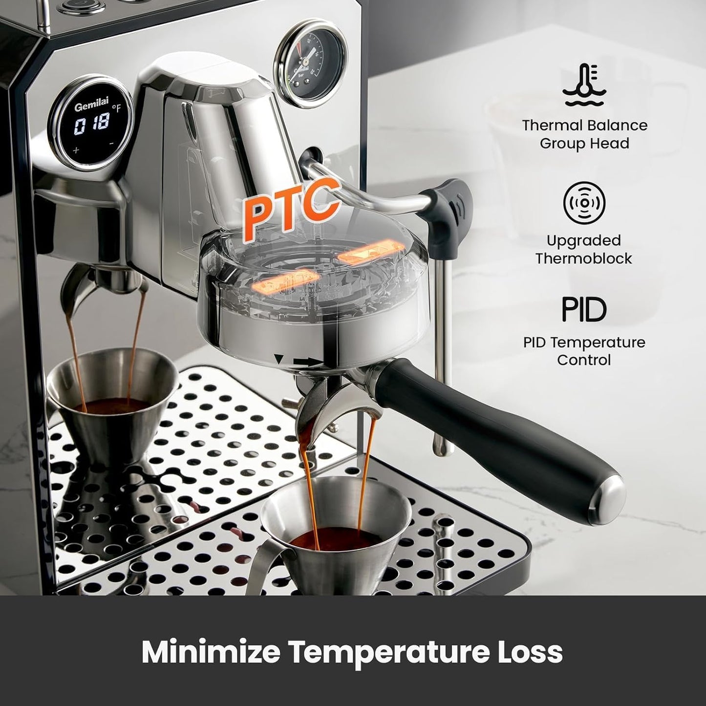 (New Open Box) Gemilai Owl Espresso Machine G3006 – 15 Bar | Semi-Automatic with Milk Frother