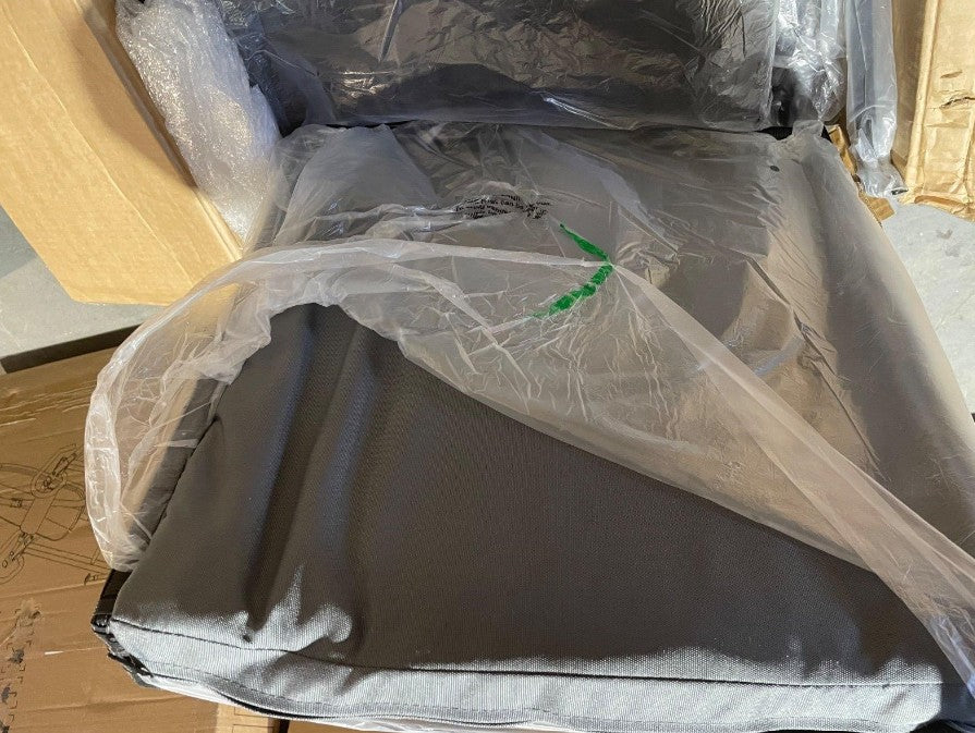 (New Open Box) 3-Piece Patio Rocking Chair Set | Rattan Conversation Set • Gray Cushions • Glass Table