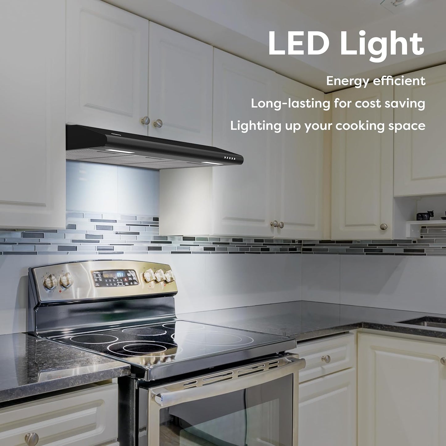 (Good) CIARRA Black Range Hood 30 inch Under Cabinet Ductless Range Hood Vent for Kitchen