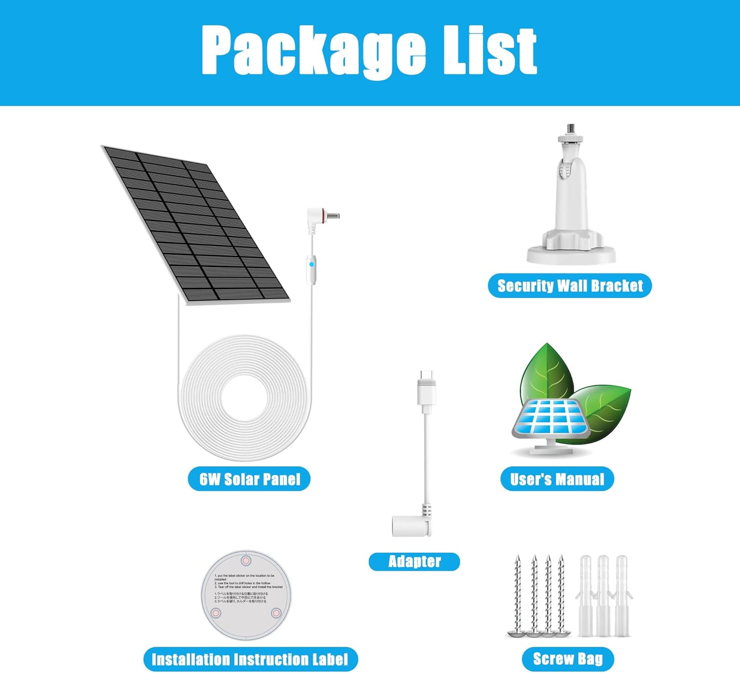 (Brand New) 6W Solar Panel for Ring Spotlight Cam / Stick Up Cam – Fast Charge & Weatherproof