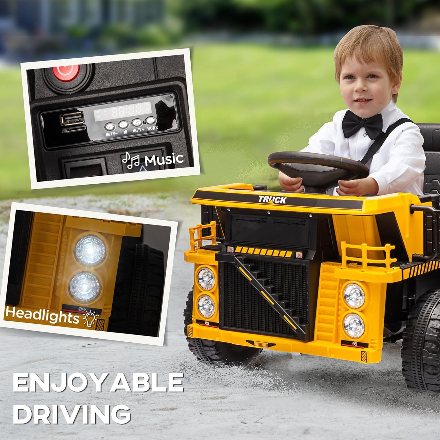 (New Open Box) Kids Ride On Dump Truck, 12V Ride on Car Construction Vehicle with Electric Dump Bed