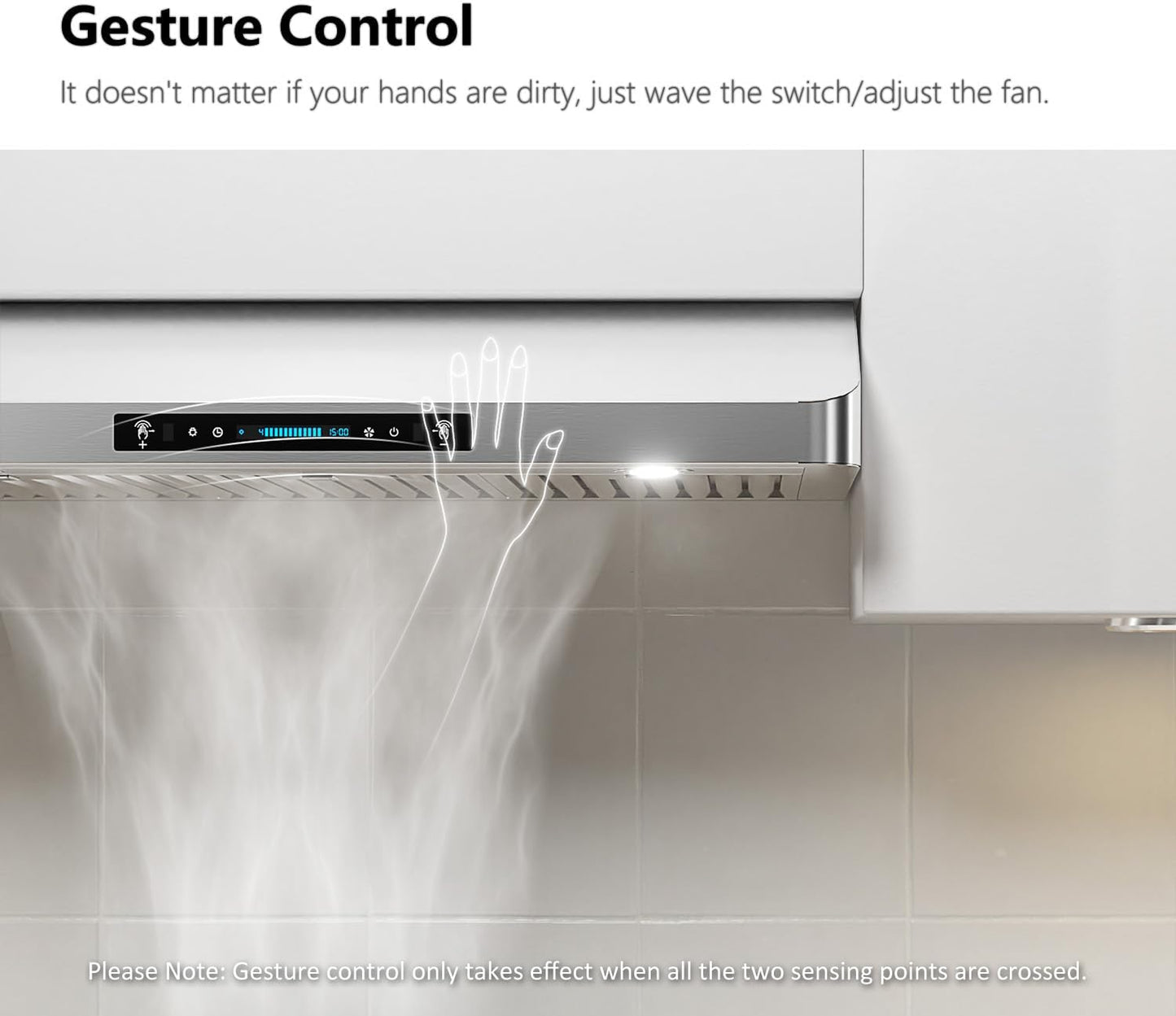 (New Open Box) IKTCH 30 Inch Under Cabinet Range Hood with 900-CFM, 4 Speed Gesture (IKC01-30)
