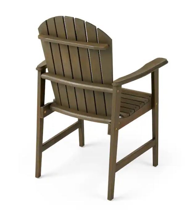 (New Open Box) Pima Outdoor Dining Chair Set of 2, Adirondack Taupe Gray Acacia Wood